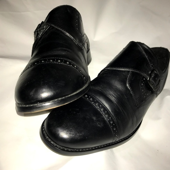 Nunn Bush Black Loafers Cross Buckle Cap Toe Sz10W - Picture 2 of 8